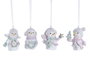 DKD Home Decor Colgante de Resina Snowman Blanco, Verde y Rosa
