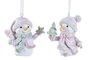 DKD Home Decor Decoración Colgante Navidad Fantasia Blanco Rosa Snowman Resina 5.5 x 3.5 x 6 cm (12 Unidades)