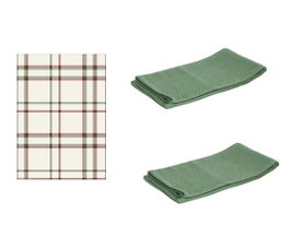 DKD Home Decor Set de 3 Paños de Algodón Tartan Verde 60x40 cm