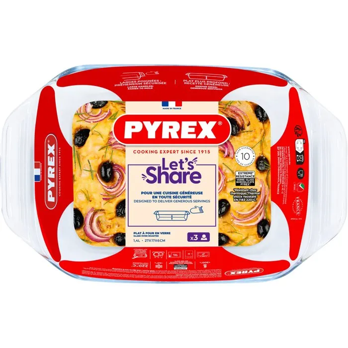 Pyrex® Fuente Rectangular Let'S Share 27,5x16,9x6 cm Transparente
