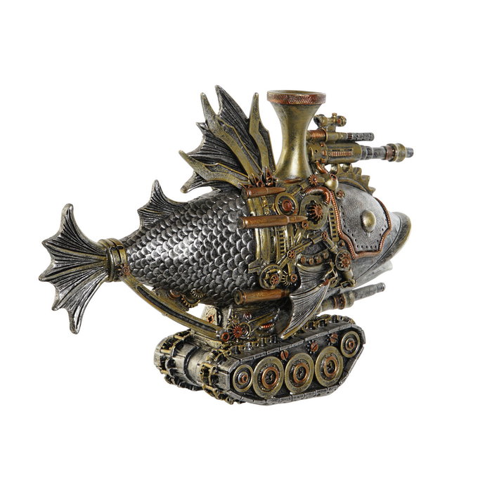 DKD Home Decor Figura de Resina Pez Gris y Multicolor