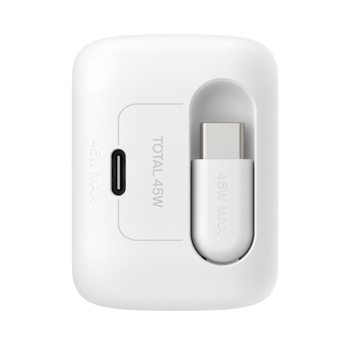 Belkin BOOST Charge Pro 45W Dual GaN con cable USB-C retráctil Blanco