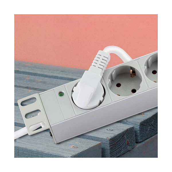 LogiLink PDU de 19 pulgadas 9er Steckdosenleiste Gris claro