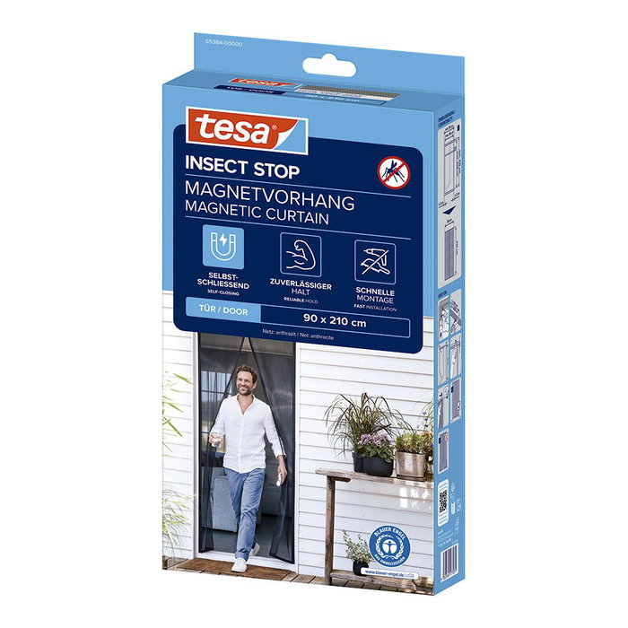Tesa Mosquitera Cortina Magnética con Cierre Automático, Puertas de Terraza, Color Antracita, Medidas 90 x 210 cm Tesa Mosquitera Cortina Magnética con Cierre Automático, Puertas de Terraza, Color Antracita, Medidas 90 x 210 cm
