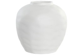 DKD Home Decor Jarrón de Gres Blanco Artesanal Almeira 26x26x26 cm