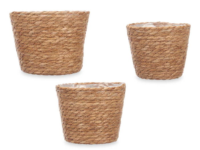 Giftdecor Set 3 Cestos Redondos Esparto Medianos Pequeños 23x18x23cm Natural (Set de 8)