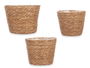 Giftdecor Set 3 Cestos Redondos Esparto Medianos Pequeños 23x18x23cm Natural (Set de 8)