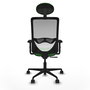 Silla de oficina Zulema con mecanismo Sincro tapizada con Tela color Verde y malla color Blanco. Equipada con lumbar 1D, Brazos 2D, Cabecero Fijo y Ruedas 65mm nailon