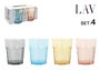 LAV Set 4 Vasos 305cc Aras Color 8.5 x 10 x 8.5 cm (6 Cajas)