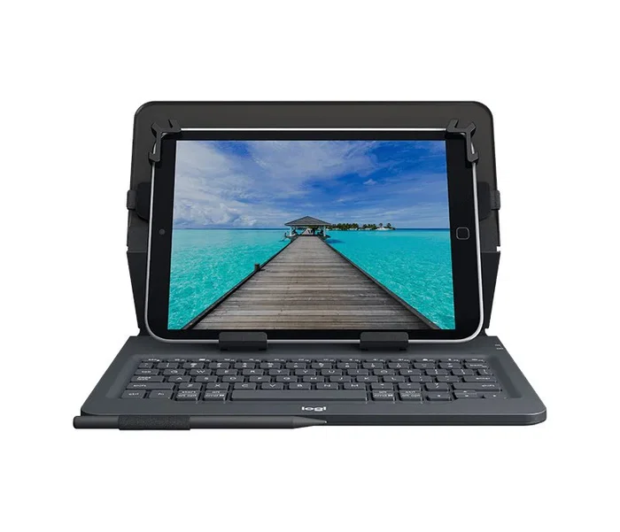 Logitech 920-008335 Teclado Universal Folio con Funda para Tablets de 9-10 Pulgadas, Diseño QWERTY Italiano, Bluetooth, Negro, Compatible con iPad Air, Samsung Galaxy Tab y más
