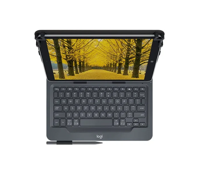 Logitech 920-008335 Teclado Universal Folio con Funda para Tablets de 9-10 Pulgadas, Diseño QWERTY Italiano, Bluetooth, Negro, Compatible con iPad Air, Samsung Galaxy Tab y más