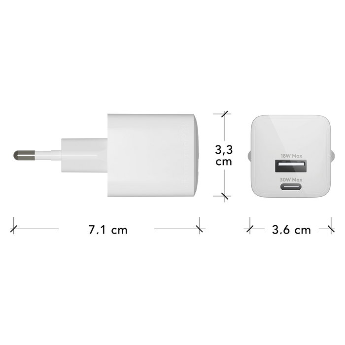 dbramante 1928 Cargador de Pared EU/US CH18EUWH7082, 2 Puertos USB-C y USB 2.0, 30W Max, Blanco, 5 Años Garantía dbramante 1928 Cargador de Pared EU/US CH18EUWH7082, 2 Puertos USB-C y USB 2.0, 30W Max, Blanco, 5 Años Garantía