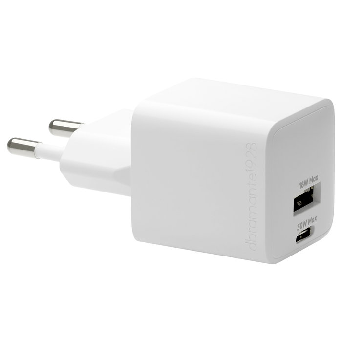 dbramante 1928 Cargador de Pared EU/US CH18EUWH7082, 2 Puertos USB-C y USB 2.0, 30W Max, Blanco, 5 Años Garantía dbramante 1928 Cargador de Pared EU/US CH18EUWH7082, 2 Puertos USB-C y USB 2.0, 30W Max, Blanco, 5 Años Garantía