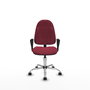 Silla de oficina Algarra con mecanismo Contacto permanente básico tapizada con Tela color Granate. Equipada con Base cromada, Brazos fijos y Ruedas autofrenantes