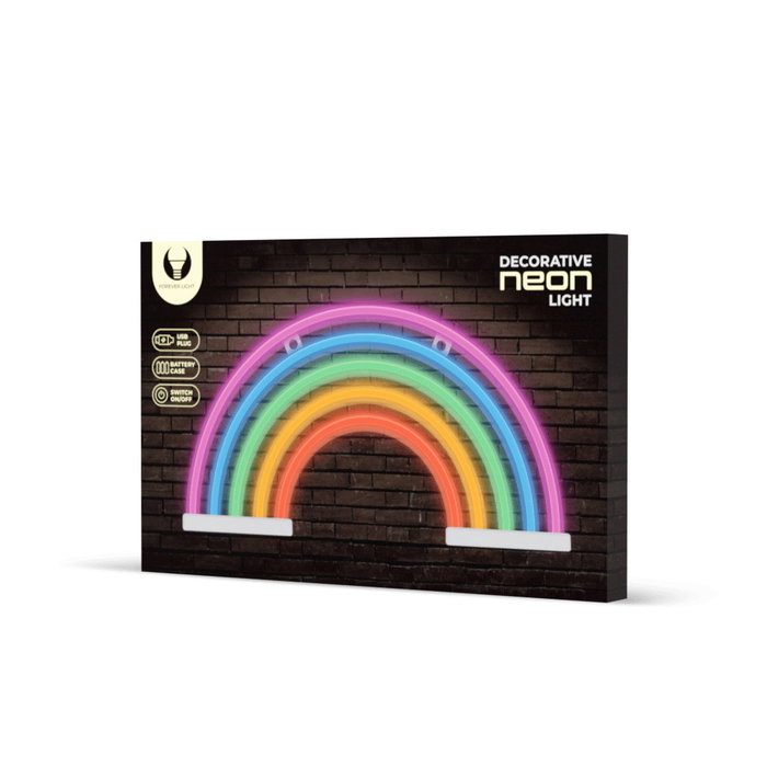Forever Lámpara Neón LED Plexi Rainbow 5 con Regulador de Intensidad, USB, Blanco/Verde/Naranja/Rojo/Rosa, Multicolor