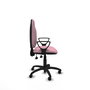 Silla de oficina Algarra con mecanismo Contacto permanente de doble maneta tapizada con Tela color Rosa. Equipada con Base poliamida negra, Brazos fijos y Ruedas autofrenantes