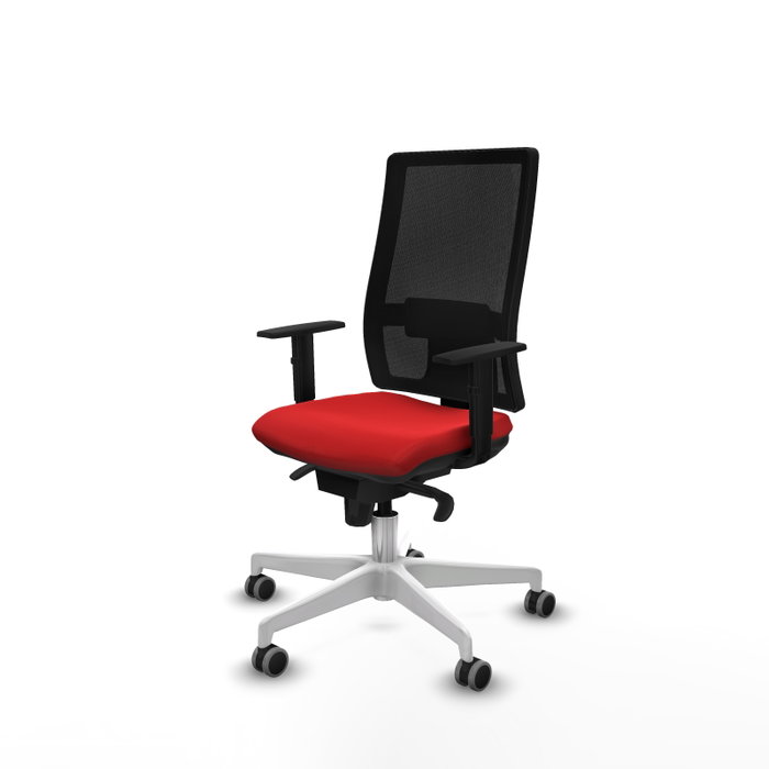PIQUERAS Y CRESPO Silla de oficina Horna con mecanismo Sincro, Similpiel Rojo y Malla Negro