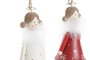 DKD Home Decor Decoración Colgante Navidad Tradicional Blanco Rojo Metal Ángel 6 Unidades 6 x 15.5 x 6 cm