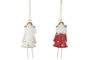 DKD Home Decor Colgantes de Metal Ángel Blanco y Rojo