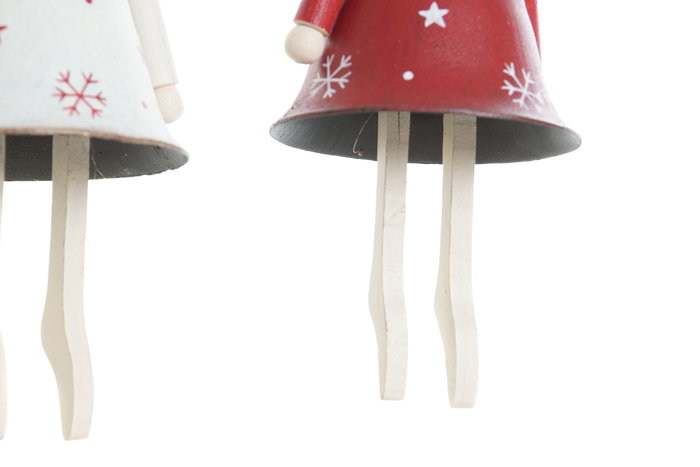 DKD Home Decor Decoración Colgante Navidad Tradicional Blanco Rojo Metal Ángel 6 Unidades 6 x 15.5 x 6 cm