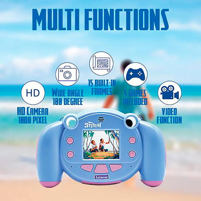 Lexibook Cámara Digital Infantil Disney Stitch DJ080D con Filtros y Juegos