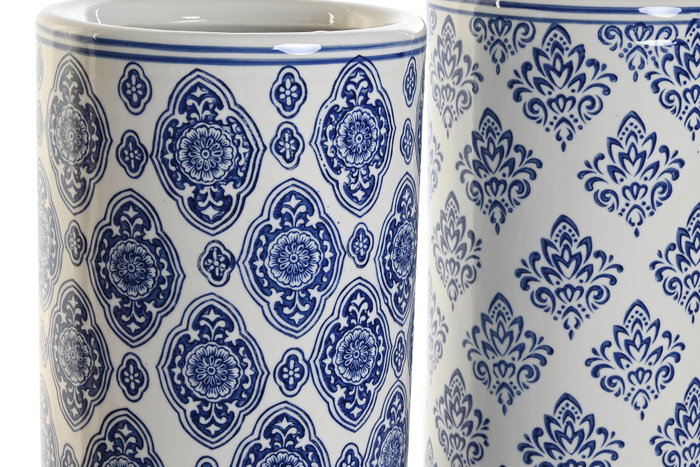DKD Home Decor Paraguero Árabe Blanco y Azul 19 x 44 x 19 cm (2 Unidades)