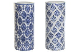 DKD Home Decor Paraguero Árabe Blanco y Azul 19 x 44 x 19 cm (2 Unidades)