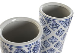 DKD Home Decor Paraguero Árabe Blanco y Azul 19 x 44 x 19 cm (2 Unidades)