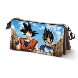 Karactermania Portatodo Dragon Ball Triple Rivals para Lápices, 11x23x8cm, Ripstop, Azul, 3 Compartimentos con Cremallera