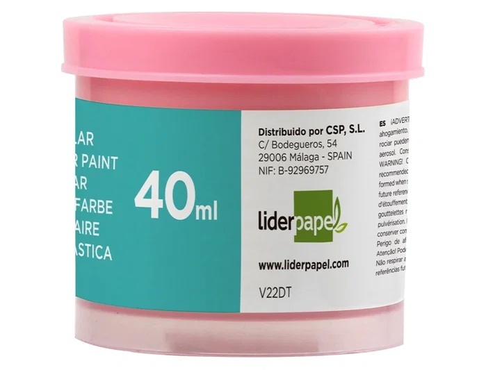 Liderpapel Tempera Escolar 40 ml Rosa - Pintura Fluida Cubriente para Papel, Cartulina, Madera, Tela, Modelado y Arcilla, Apto a Partir de 3 Años