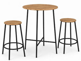 Moblekit Taburete Sigrid de Madera y Metal con Asiento Redondo