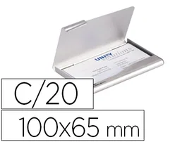 Durable Tarjetero de Aluminio para 20 Tarjetas de Visita, Plata