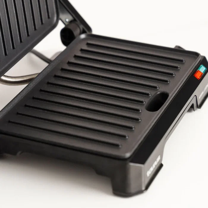Taurus MyGrill Legend 968146000 Grill Eléctrico de Contacto y Plancha, 1000W, Apertura 180º, Placas Antiadherentes, Bandeja Recogegrasas Extraíble, Negro/Acero
