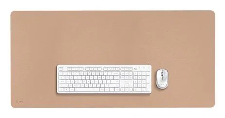 Trust Benya Alfombrilla Protector de Escritorio XXL PVC Vegano Color Beige para Teclado y Ratón, 90x43 cm