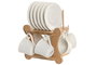 DKD Home Decor Set de Café 6 Piezas de Porcelana con Relieve y Bambú