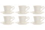 DKD Home Decor Pengjia flower 2025 Set de 6 Tazas de Café Porcelana y Bambú Blanco Natural 20 x 25 x 22 cm 90ml Apto microondas y lavavajillas