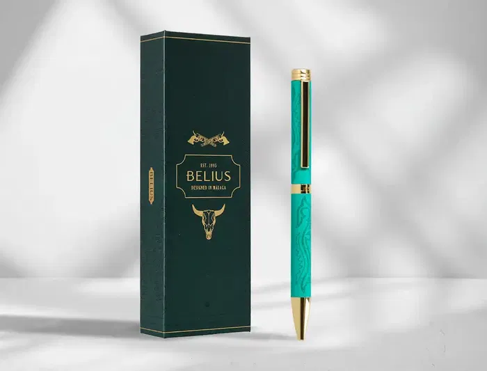 Belius Wild West Bolígrafo Aluminio Verde Dorado Tinta Azul 1mm
