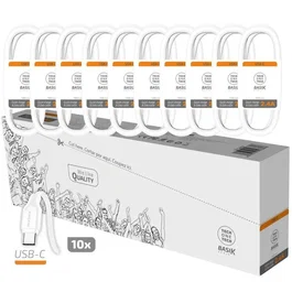 Tech One Tech Pack de 10 cables USB 2.0 Basik TEC2953 USB a USB-C de 1m Blanco