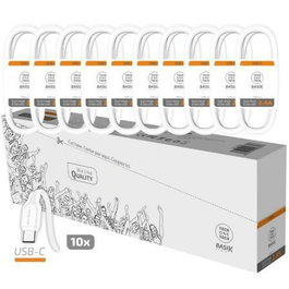 TECBASIK Pack 10 Cables USB 2.0 TEC2953, USB Macho a USB Tipo-C Macho, 1 Metro, Blanco