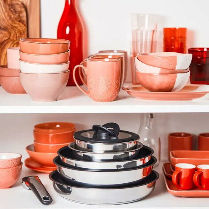 Batería de Cocina Tefal L897SB74 Negro Rojo Acero 11 Piezas