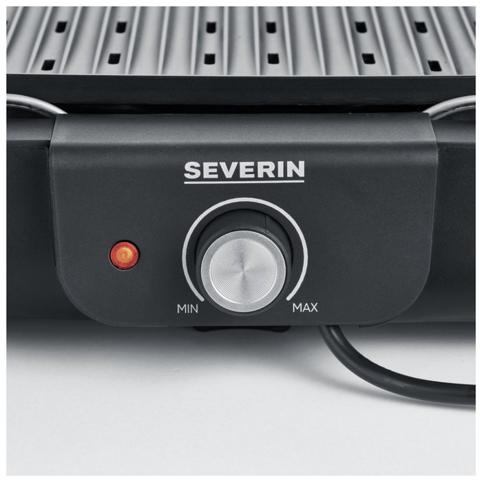 Severin PG8556 Barbacoa de mesa eléctrica con placa grill antiadherente estriada