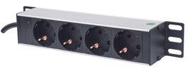 Intellinet PDU Básico 1U de 10" con 4 Salidas AC Tipo F y Cable de 1.8m, Montaje Horizontal/Vertical - Certificación UL