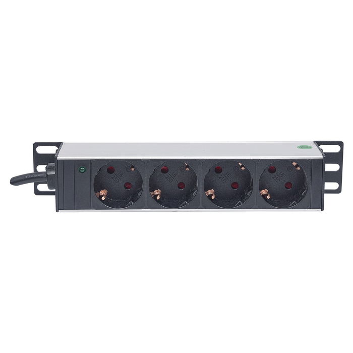 Intellinet PDU Básico 1U de 10" con 4 Salidas AC Tipo F y Cable de 1.8m, Montaje Horizontal/Vertical - Certificación UL