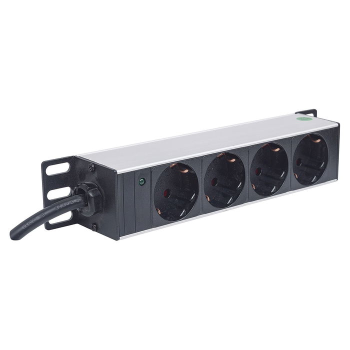 Intellinet PDU Básico 1U de 10" con 4 Salidas AC Tipo F y Cable de 1.8m, Montaje Horizontal/Vertical - Certificación UL
