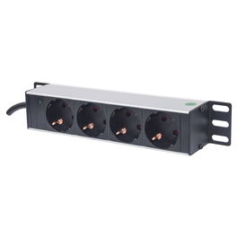 Intellinet PDU Básico 1U de 10" con 4 Salidas AC Tipo F y Cable de 1.8m, Montaje Horizontal/Vertical - Certificación UL