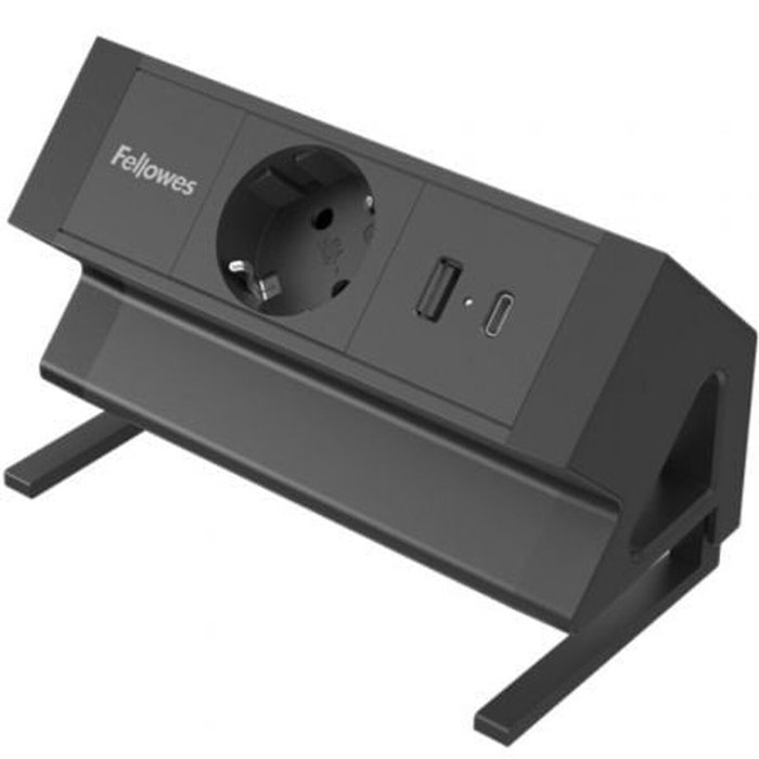 Fellowes Regleta de Sobremesa 1 Toma AC y 2 USB (1A + 1C) Negro