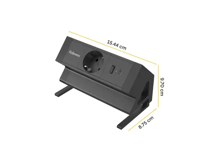 Fellowes Regleta de Sobremesa 1 Toma + USB-A + USB-C 30W, con Abrazadera y Cable de 2m, Negro Fellowes Regleta de Sobremesa 1 Toma + USB-A + USB-C 30W, con Abrazadera y Cable de 2m, Negro