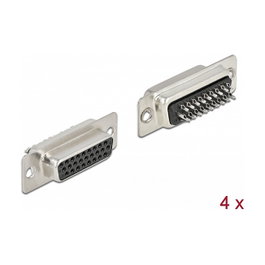DeLOCK Conector Hembra D-Sub HD 26 Pin de Metal para Soldar, 4 Piezas
