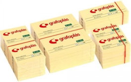 GRAFOPLAS Pack 12 Blocs de Notas Adhesivas Amarillas 75x50mm