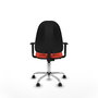 Silla de oficina Algarra con mecanismo Contacto permanente básico tapizada con Tela color Naranja oscuro. Equipada con Base cromada, Brazos 1D y Ruedas autofrenantes